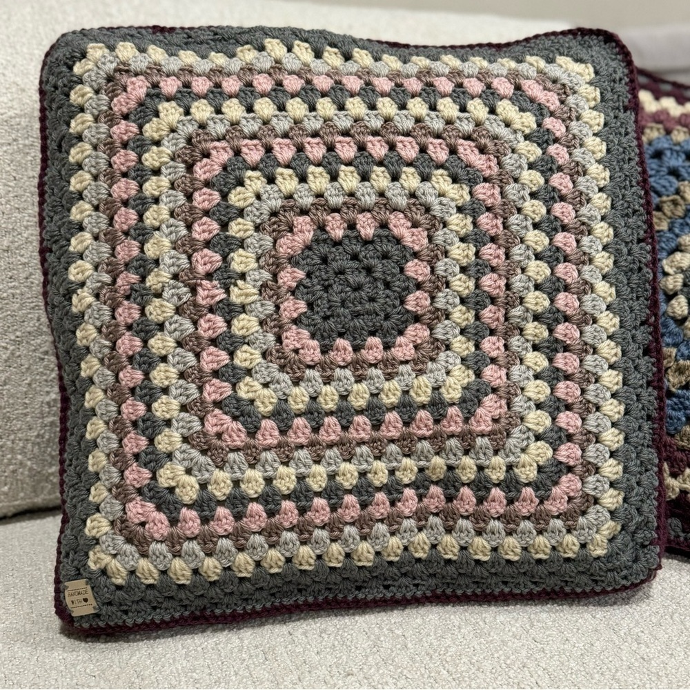 Crochet Covered Decorative Large Square Pillows - Picture 5 of 11